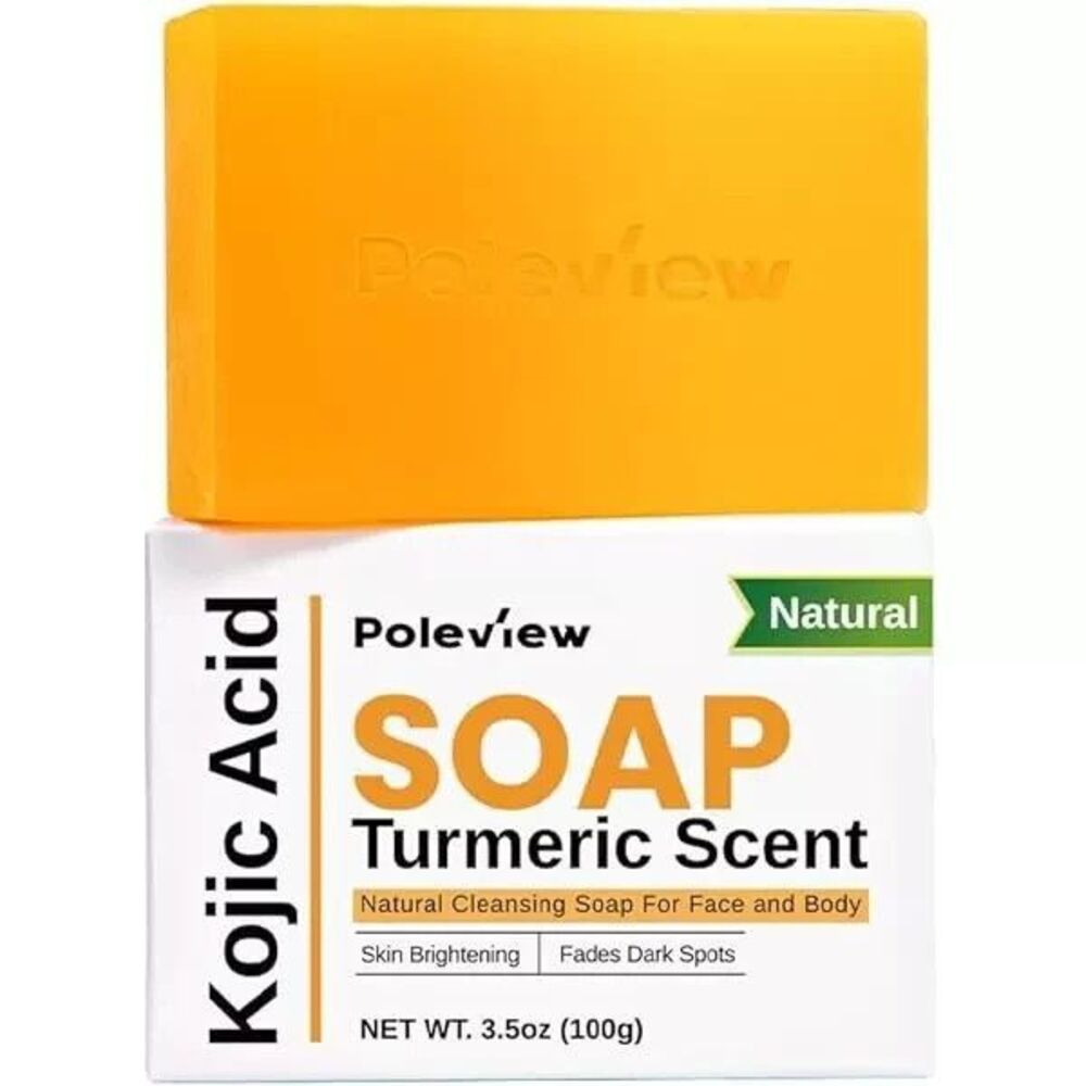 Poleview Kojic Acid Tumeric Scent Natural Skin Brightening Soap Bar BRAND NEW